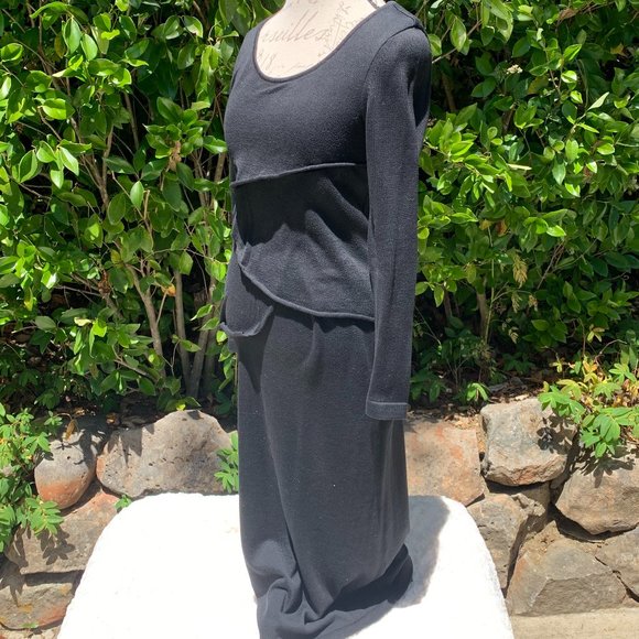 Peruvian Connection Black Cotton Knit Petal Dress S EUC - Picture 2 of 4